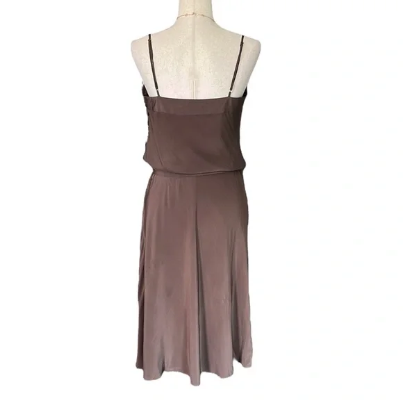 BCBGMAX Brown Silk Slip Dress with Belt - Picture 8 of 11